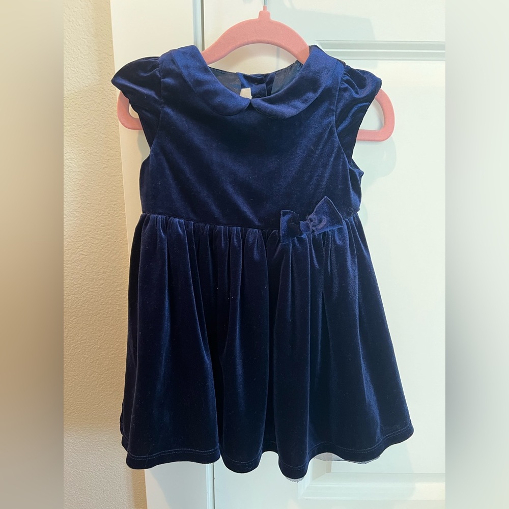 H&M Toddler Girl Blue Velvet Dress Size 12-18M